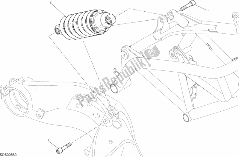 All parts for the Sospensione Posteriore of the Ducati Hypermotard Brasil 821 2015